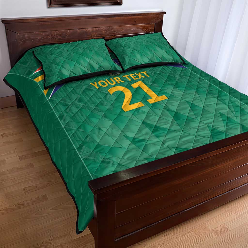South Africa Cricket Custom Quilt Bed Set African King Proteas Green LT9
