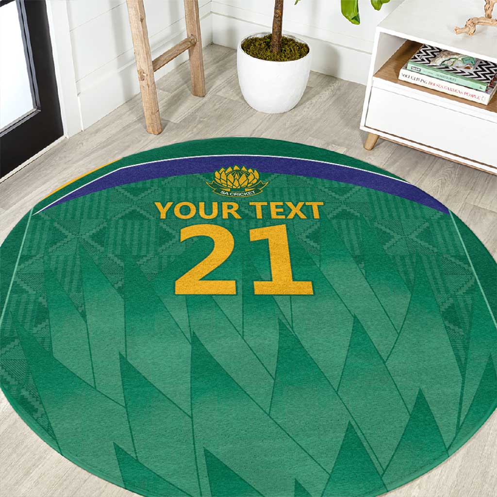 South Africa Cricket Custom Round Carpet African King Proteas Green LT9