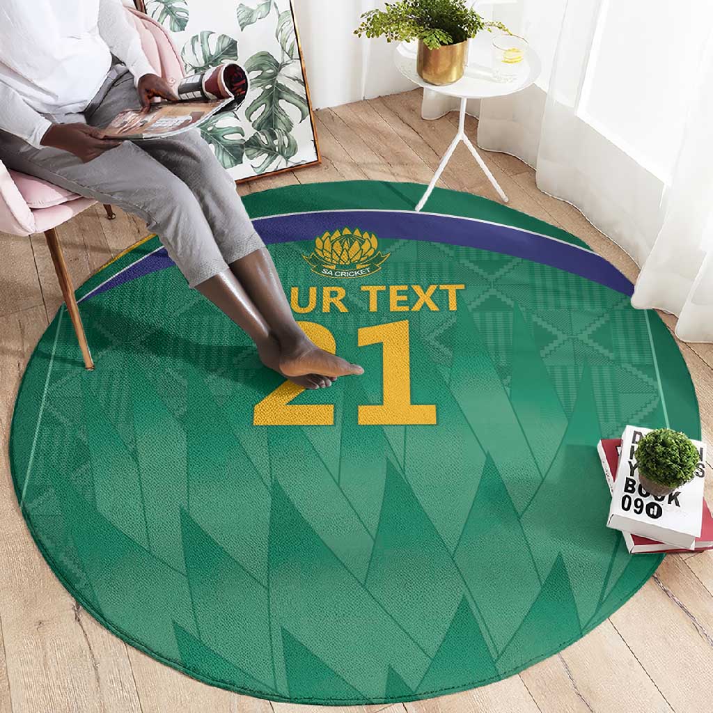 South Africa Cricket Custom Round Carpet African King Proteas Green LT9