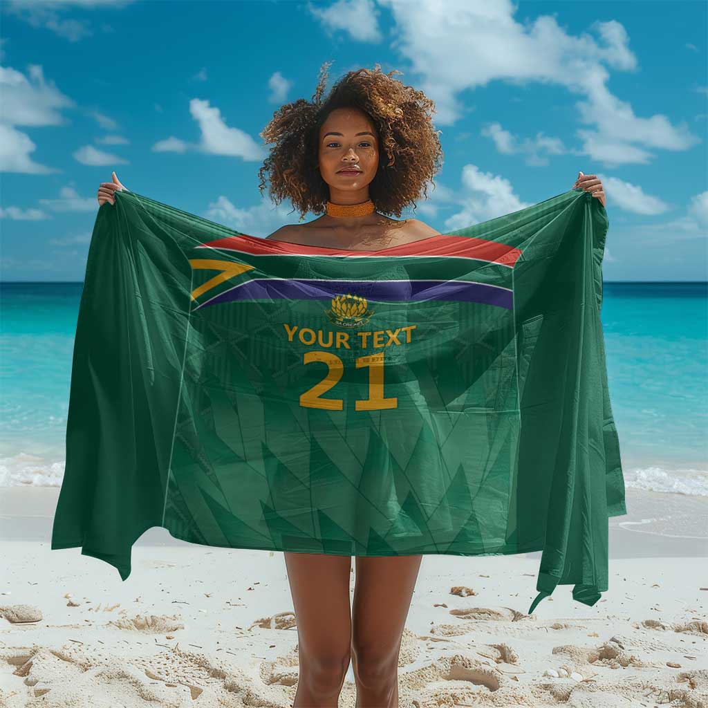 South Africa Cricket Custom Sarong African King Proteas Green LT9
