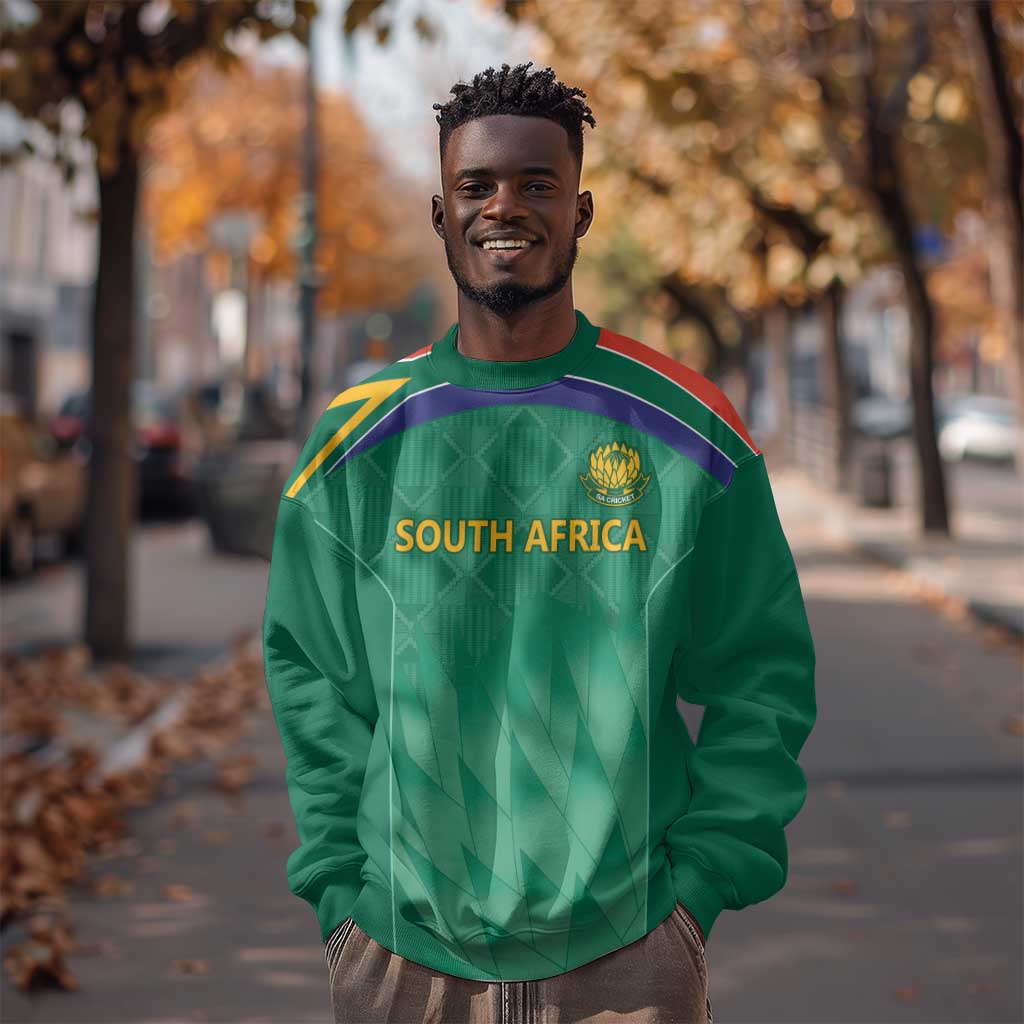 South Africa Cricket Custom Sweatshirt African King Proteas Green LT9