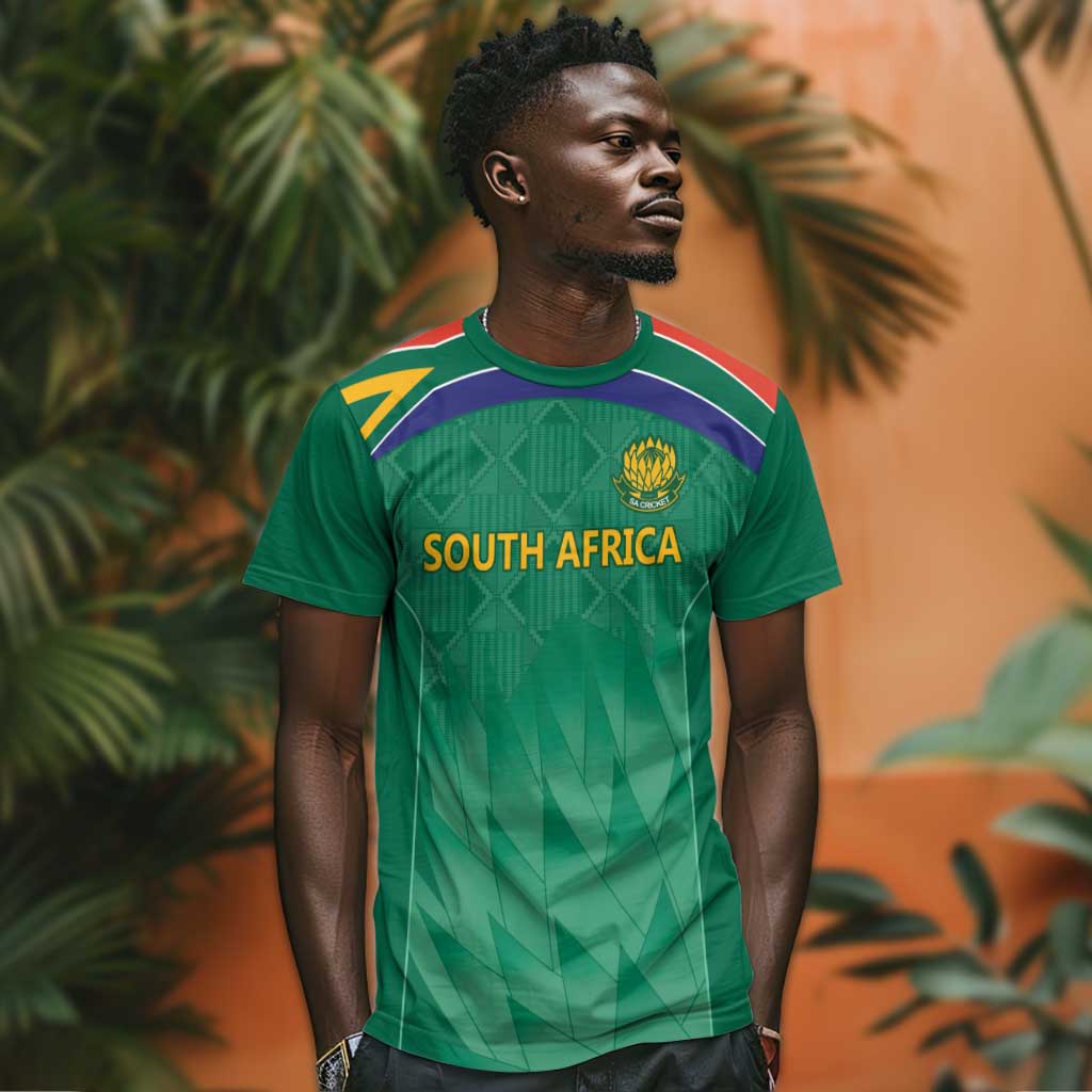 South Africa Cricket Custom T shirt African King Proteas Green LT9
