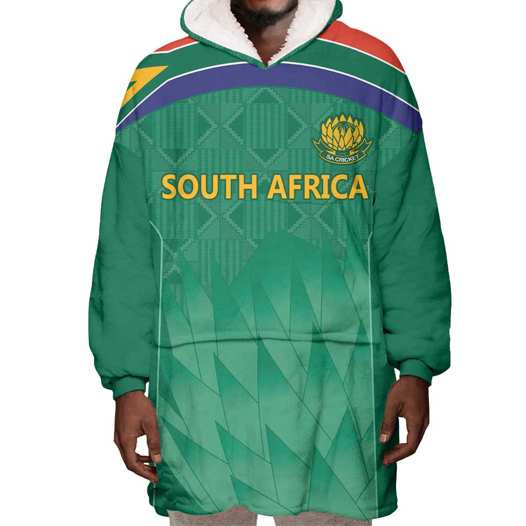South Africa Cricket Custom Wearable Blanket Hoodie African King Proteas Green LT9