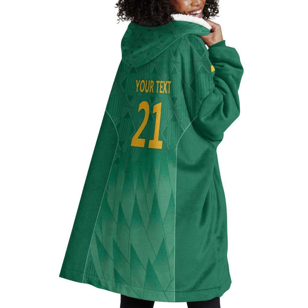 South Africa Cricket Custom Wearable Blanket Hoodie African King Proteas Green LT9