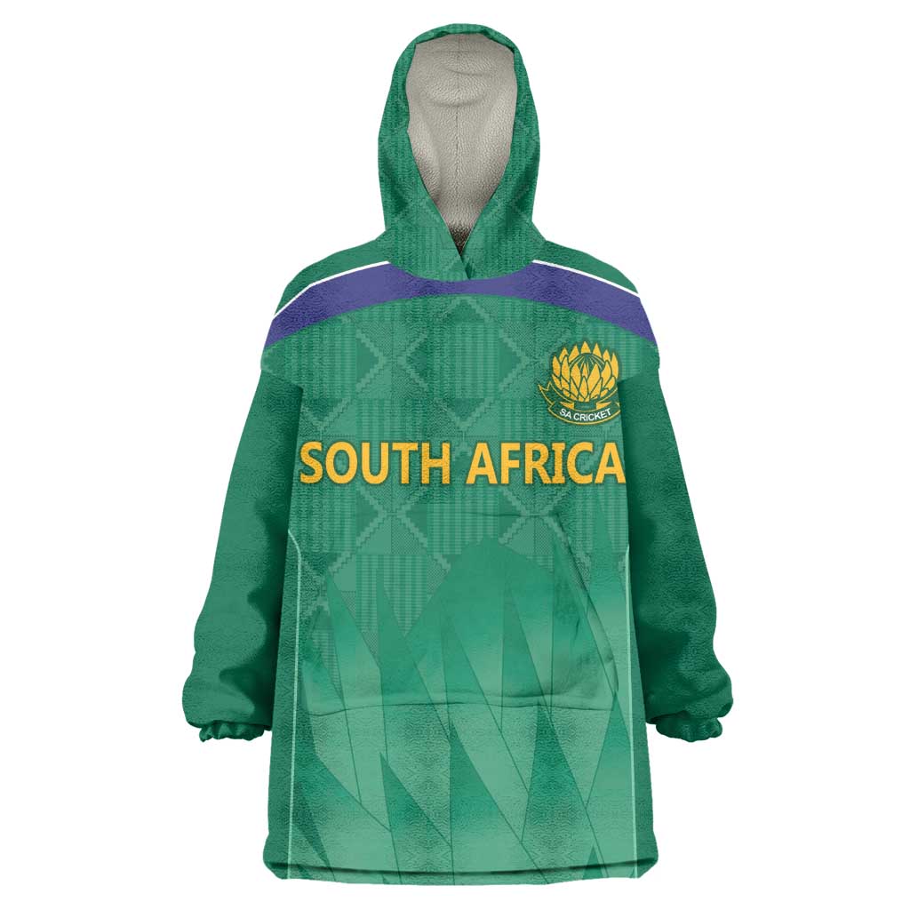 South Africa Cricket Custom Wearable Blanket Hoodie African King Proteas Green LT9