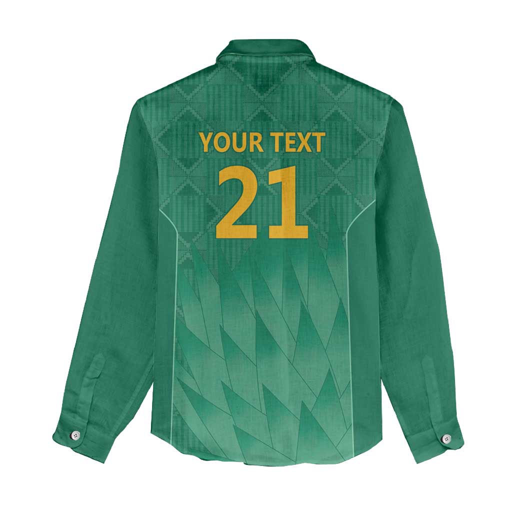 South Africa Cricket Custom Women Casual Shirt African King Proteas Green LT9
