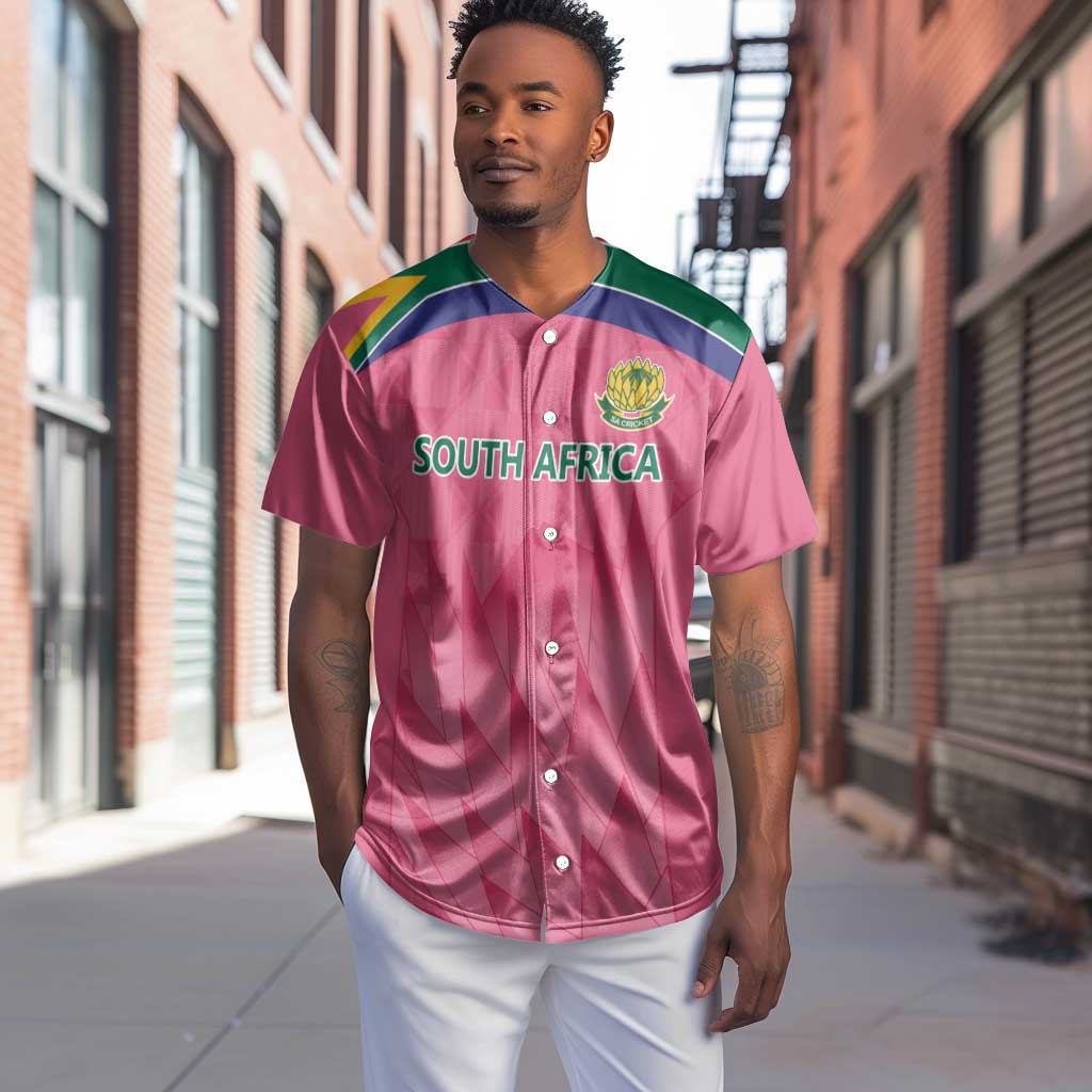 South Africa Cricket Custom Baseball Jersey African King Proteas Pink LT9