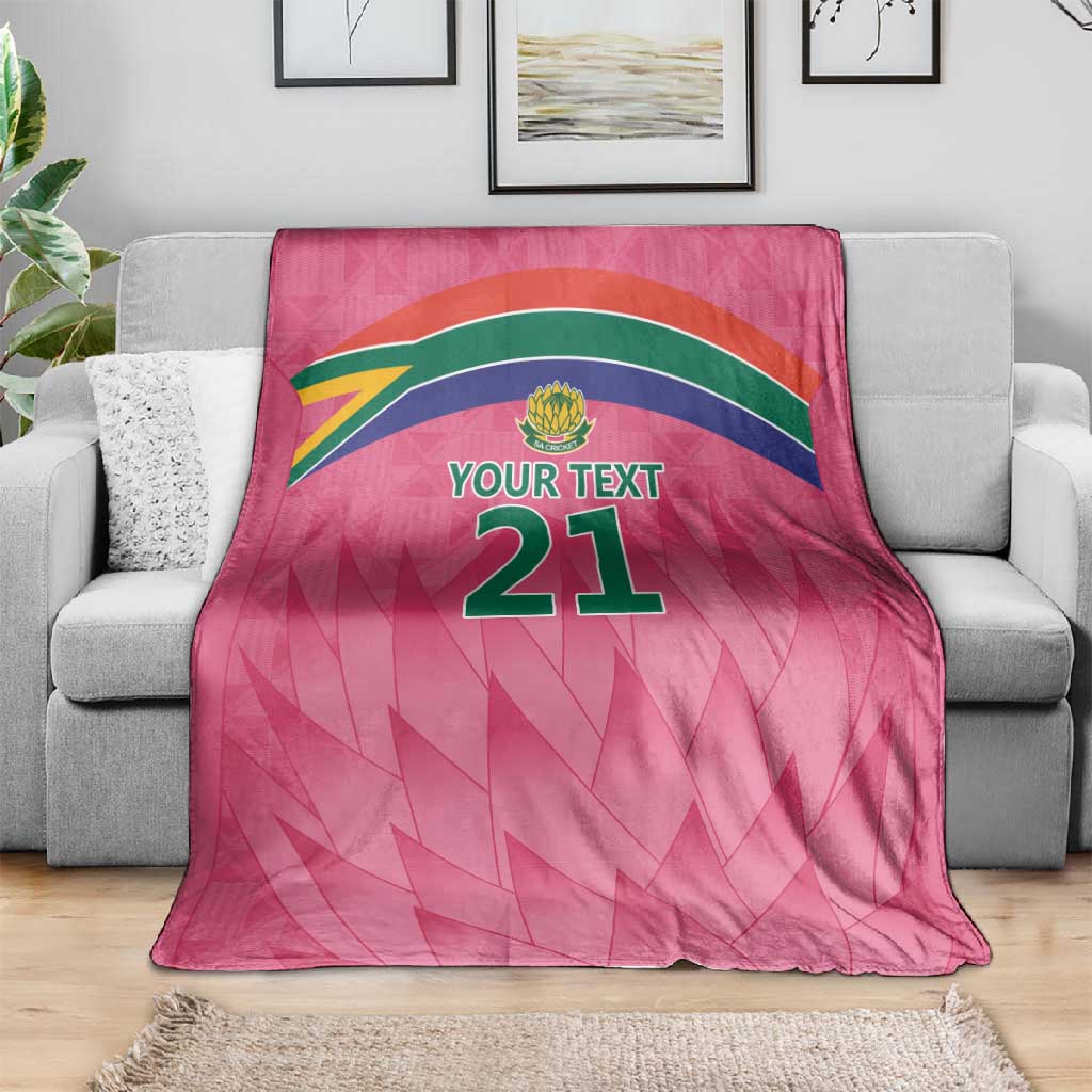 South Africa Cricket Custom Blanket African King Proteas Pink LT9
