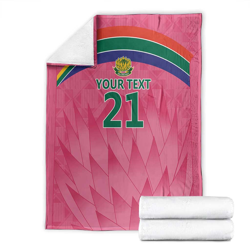 South Africa Cricket Custom Blanket African King Proteas Pink LT9