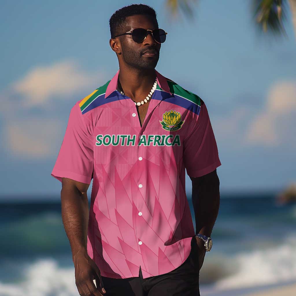 South Africa Cricket Custom Hawaiian Shirt African King Proteas Pink LT9