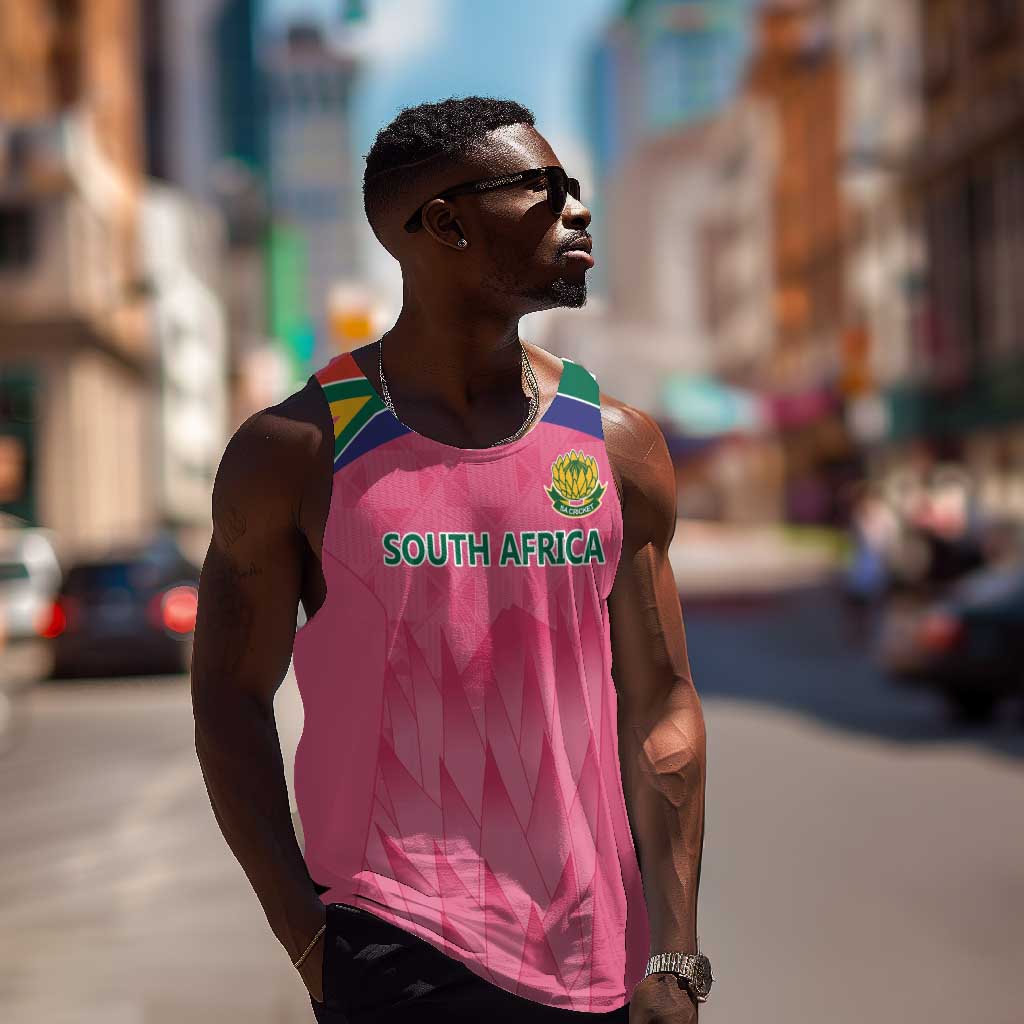 South Africa Cricket Custom Men Tank Top African King Proteas Pink LT9