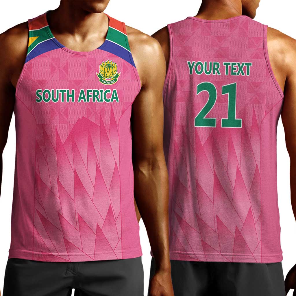 South Africa Cricket Custom Men Tank Top African King Proteas Pink LT9