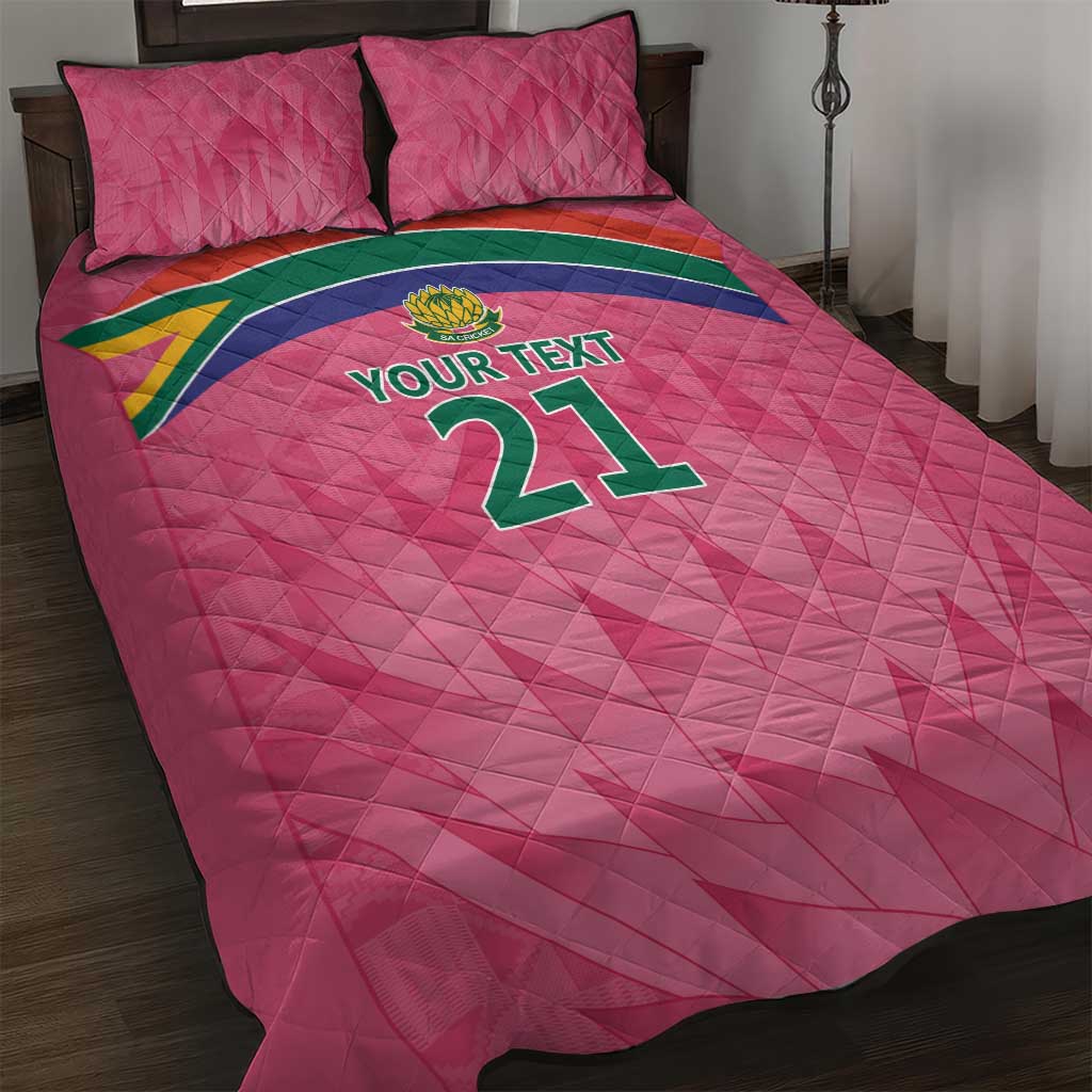 South Africa Cricket Custom Quilt Bed Set African King Proteas Pink LT9