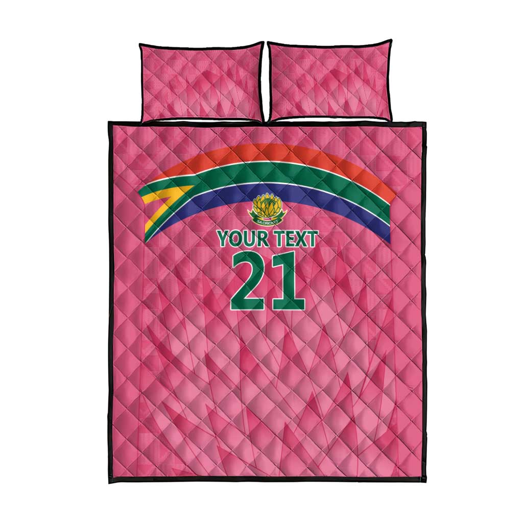 South Africa Cricket Custom Quilt Bed Set African King Proteas Pink LT9