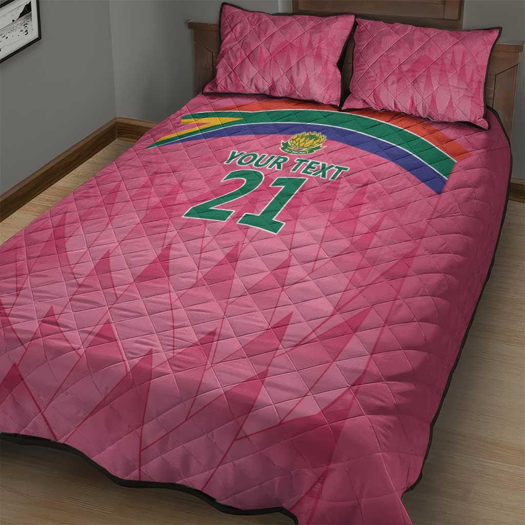South Africa Cricket Custom Quilt Bed Set African King Proteas Pink LT9