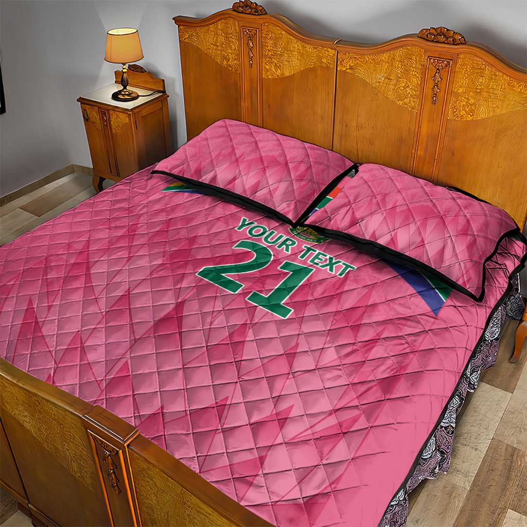 South Africa Cricket Custom Quilt Bed Set African King Proteas Pink LT9