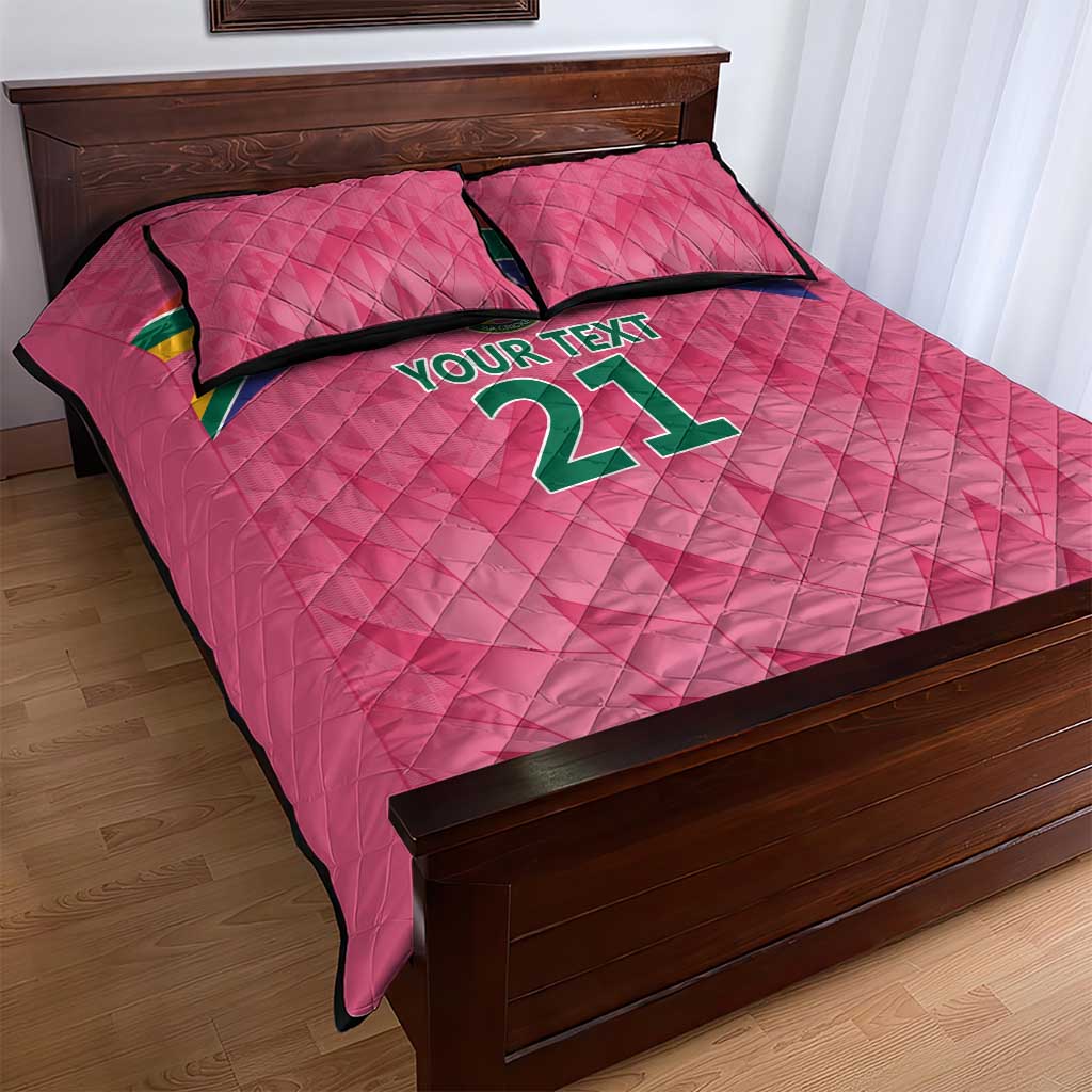 South Africa Cricket Custom Quilt Bed Set African King Proteas Pink LT9