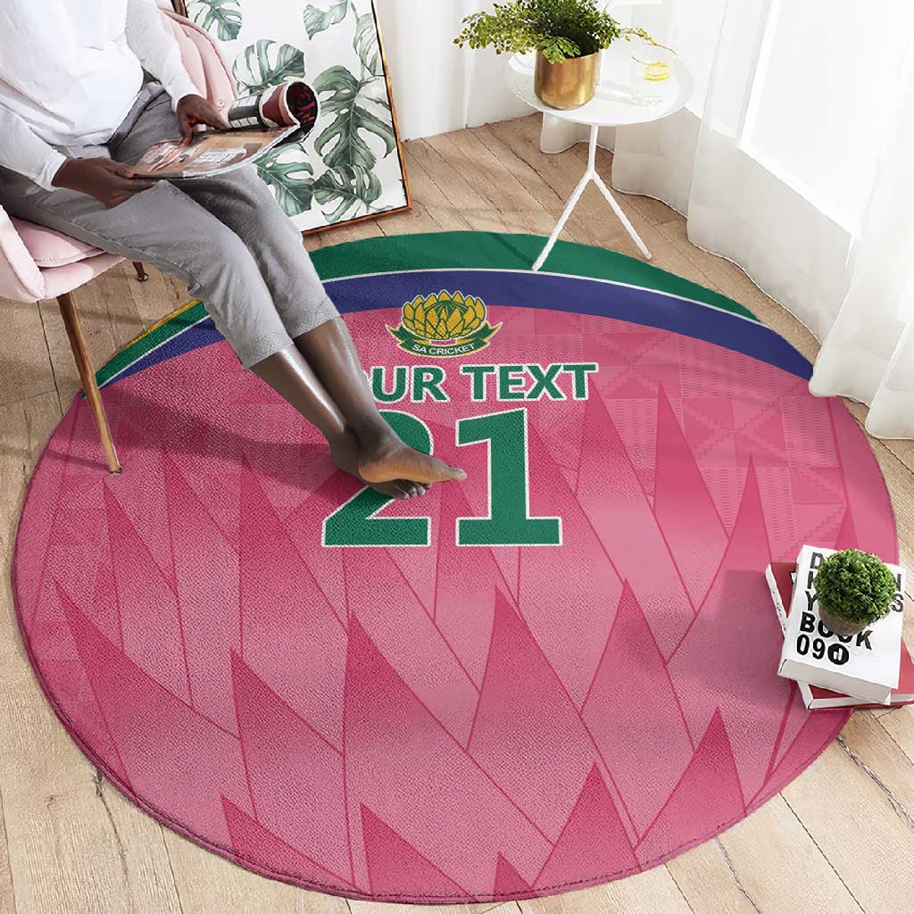 South Africa Cricket Custom Round Carpet African King Proteas Pink LT9