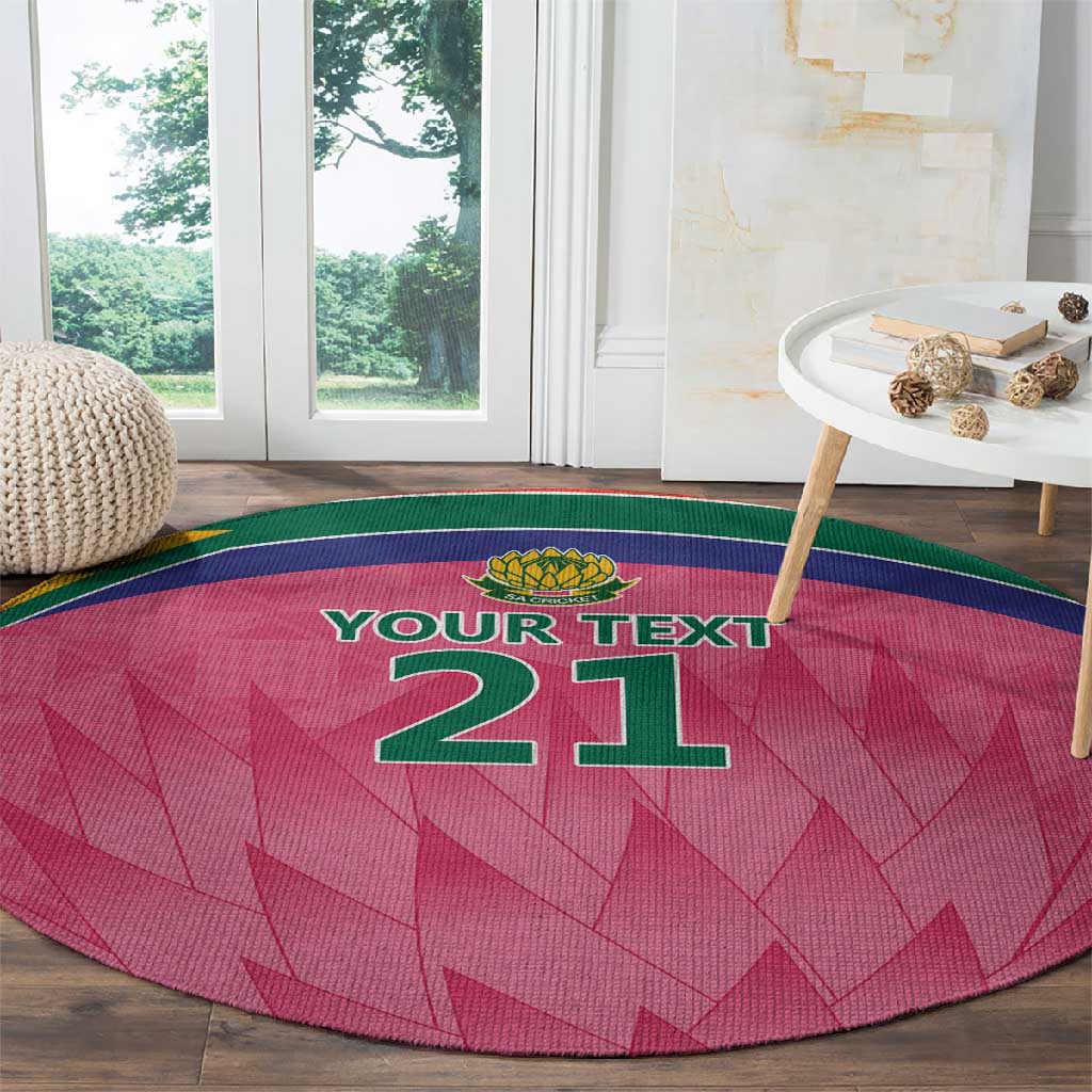 South Africa Cricket Custom Round Carpet African King Proteas Pink LT9