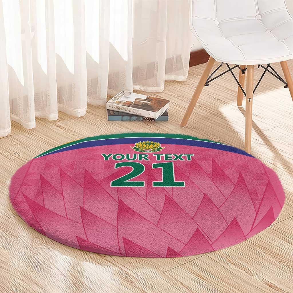 South Africa Cricket Custom Round Carpet African King Proteas Pink LT9