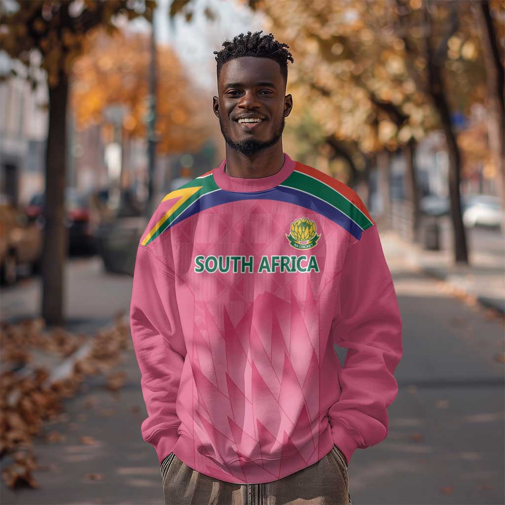 South Africa Cricket Custom Sweatshirt African King Proteas Pink LT9