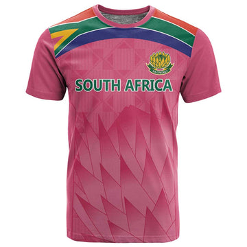 South Africa Cricket Custom T shirt African King Proteas Pink LT9