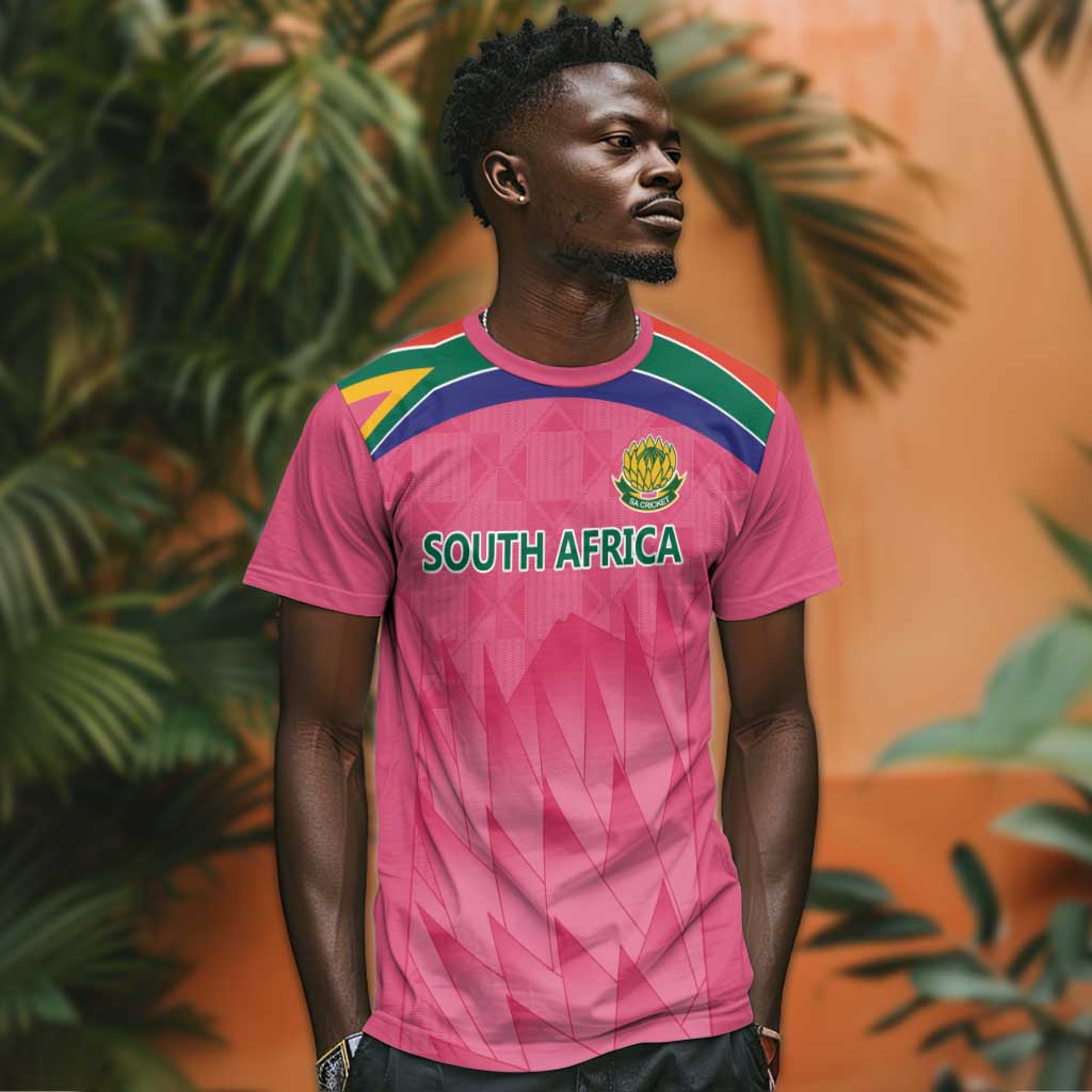 South Africa Cricket Custom T shirt African King Proteas Pink LT9