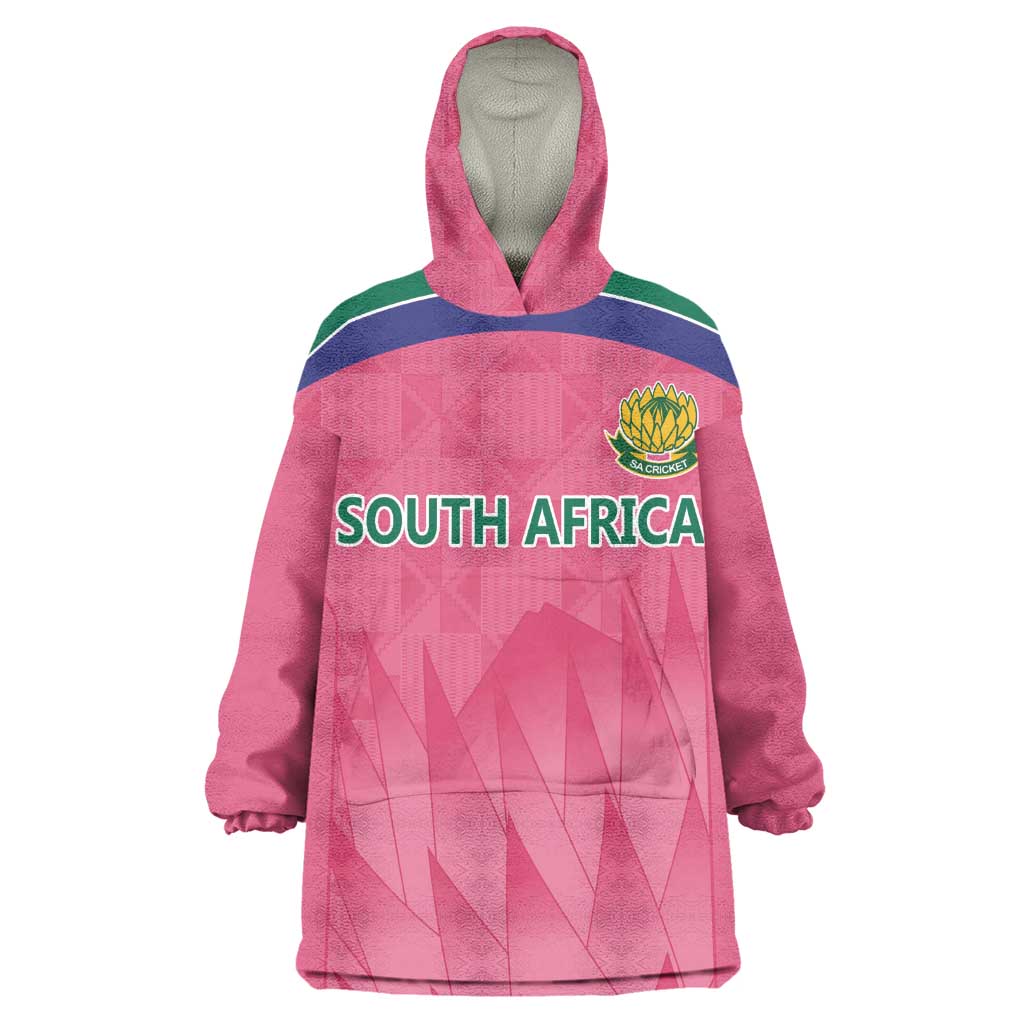 South Africa Cricket Custom Wearable Blanket Hoodie African King Proteas Pink LT9