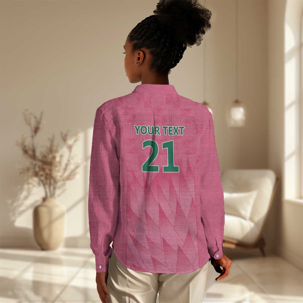 South Africa Cricket Custom Women Casual Shirt African King Proteas Pink LT9