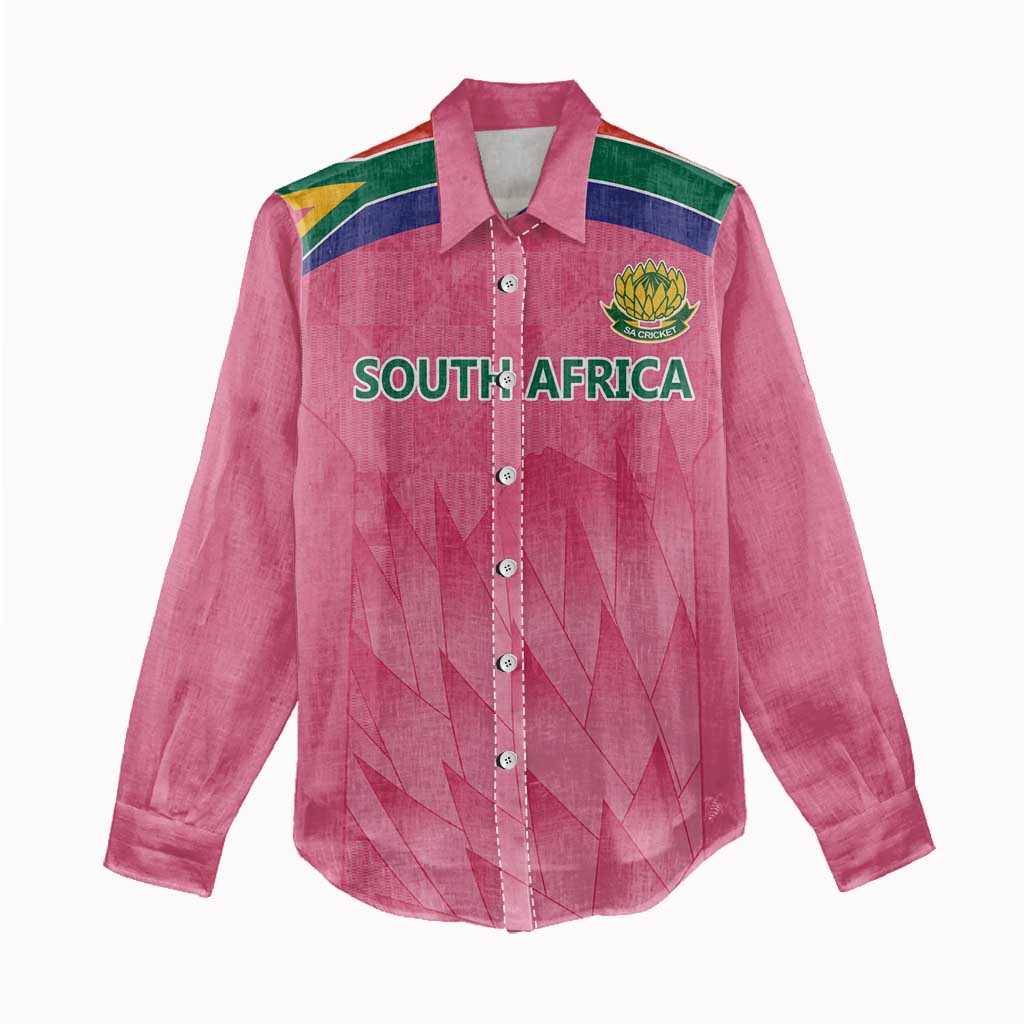 South Africa Cricket Custom Women Casual Shirt African King Proteas Pink LT9