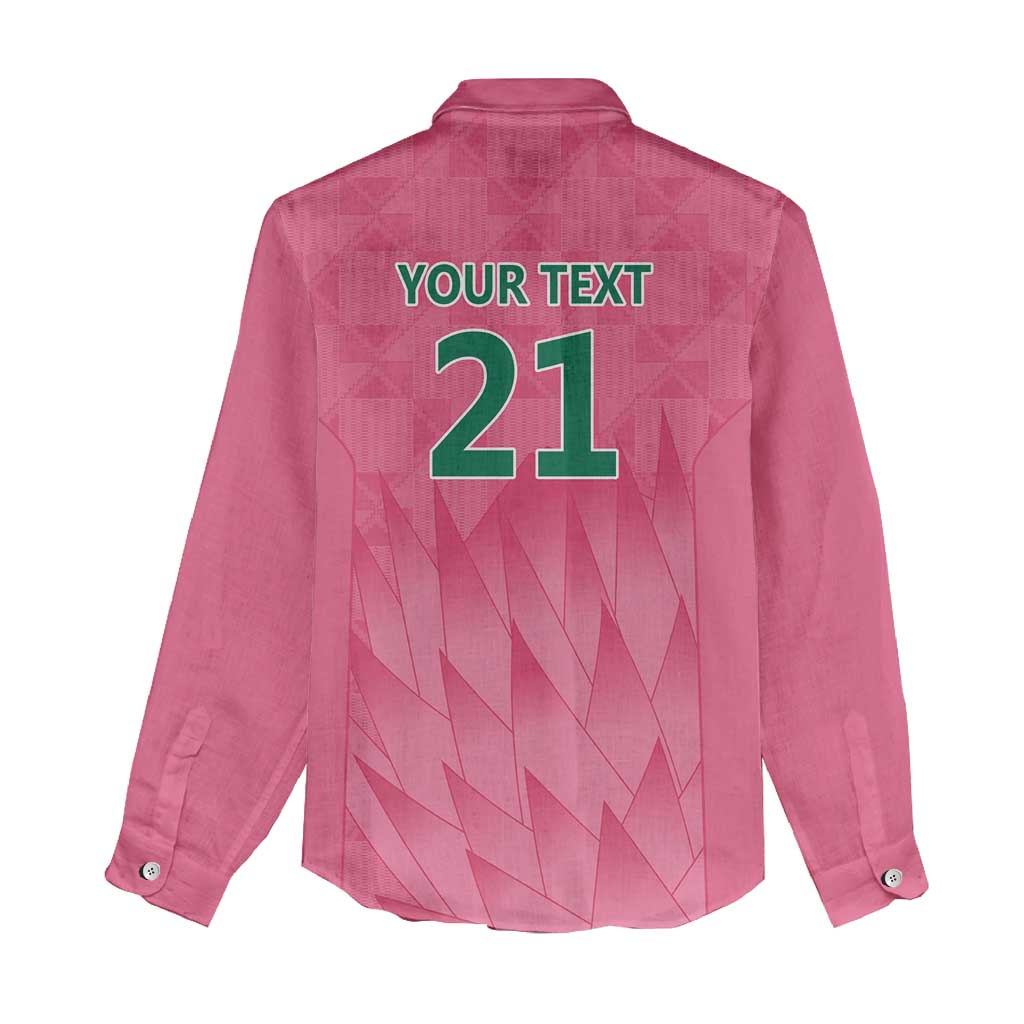South Africa Cricket Custom Women Casual Shirt African King Proteas Pink LT9