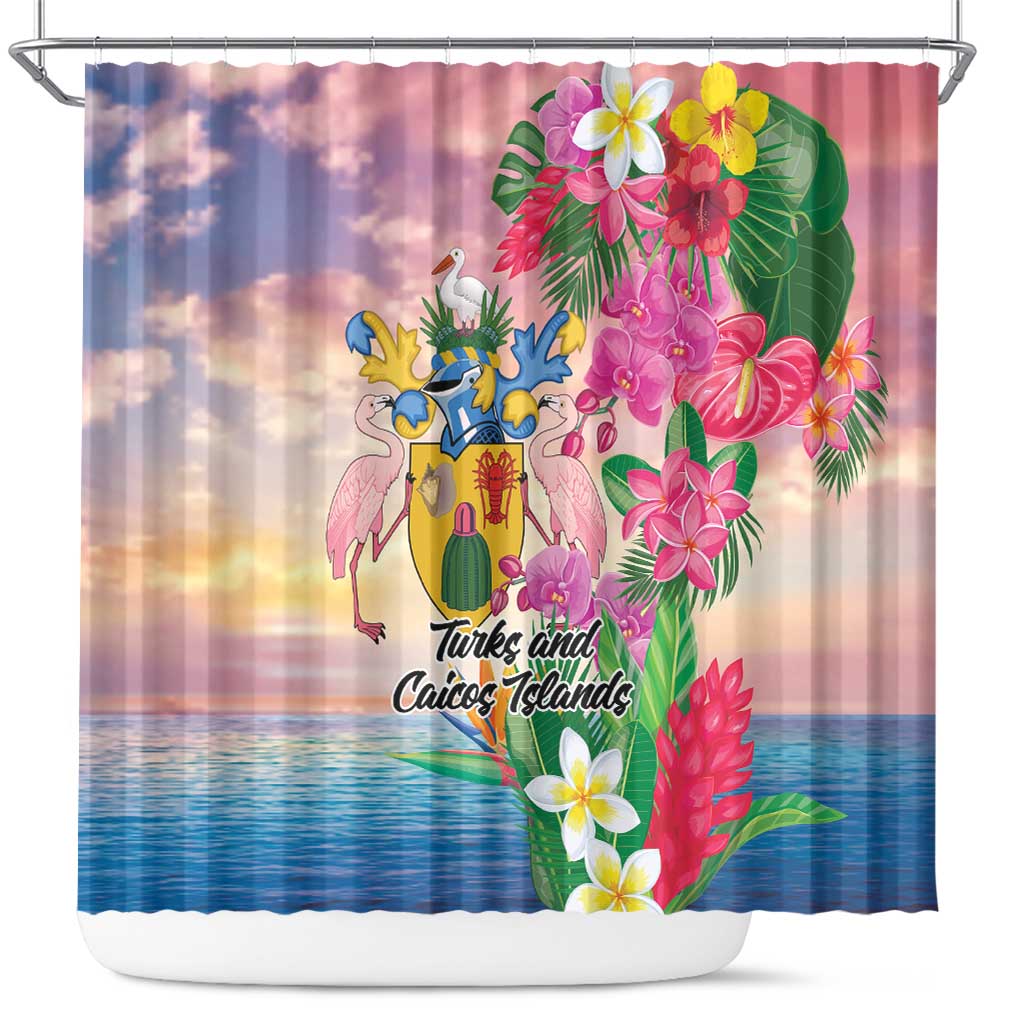 Turks And Caicos Islands Shower Curtain Flamingos Tropical Beauty Beach LT9