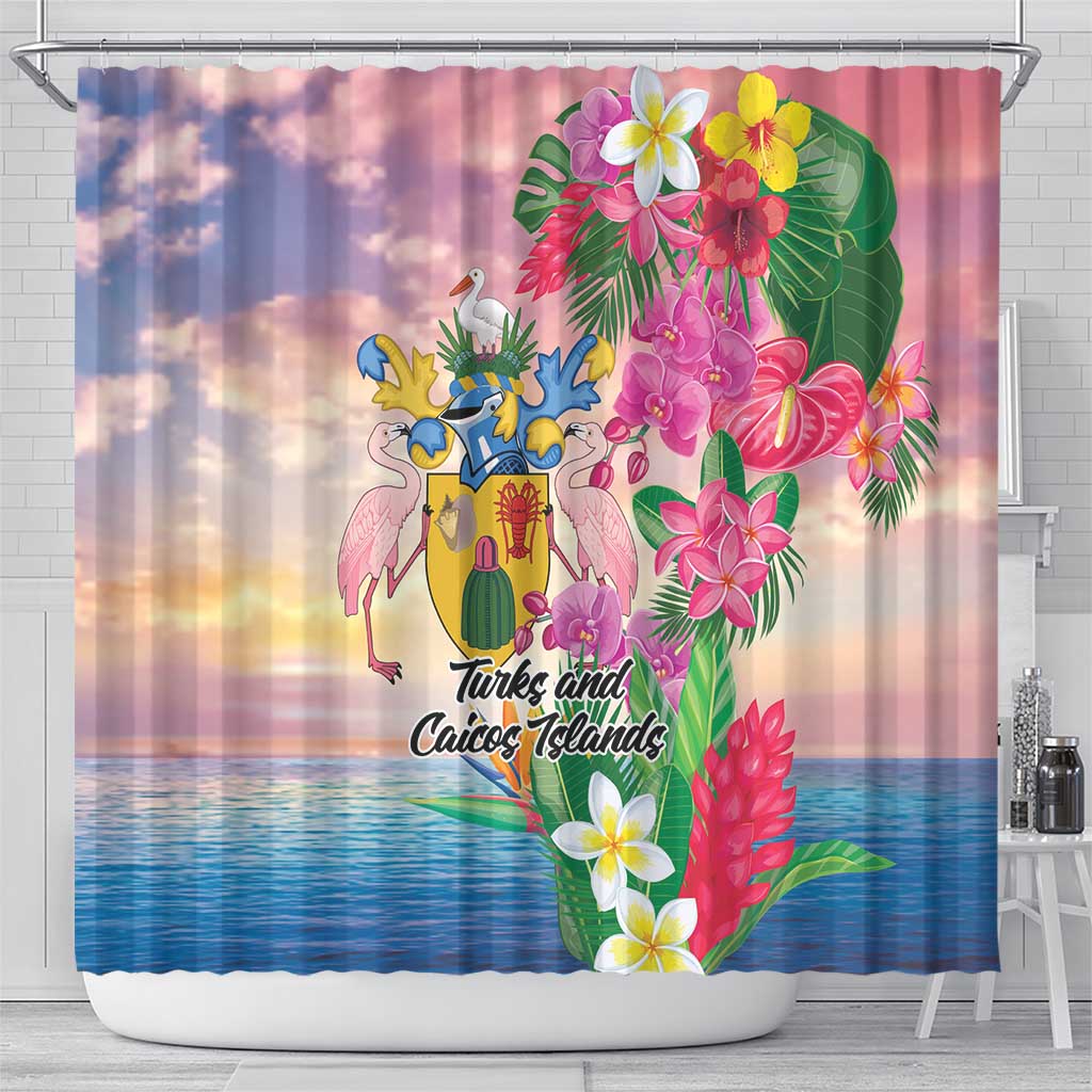 Turks And Caicos Islands Shower Curtain Flamingos Tropical Beauty Beach LT9
