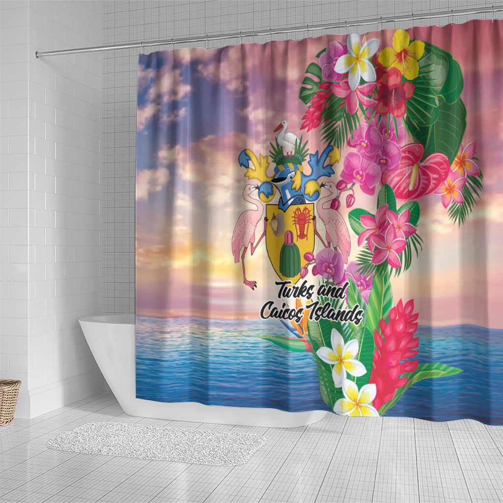 Turks And Caicos Islands Shower Curtain Flamingos Tropical Beauty Beach LT9