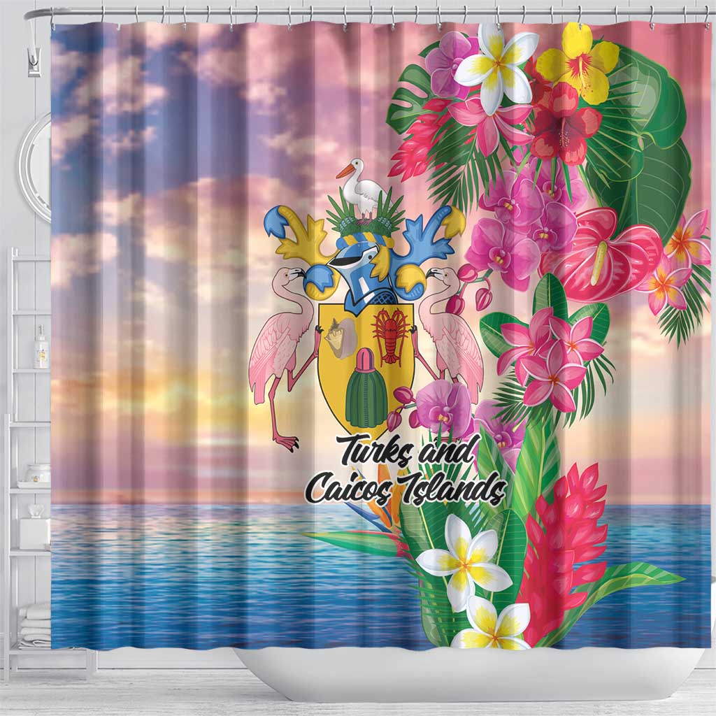 Turks And Caicos Islands Shower Curtain Flamingos Tropical Beauty Beach LT9