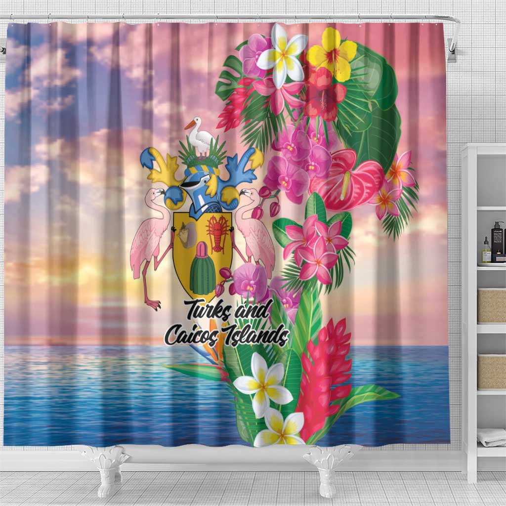 Turks And Caicos Islands Shower Curtain Flamingos Tropical Beauty Beach LT9