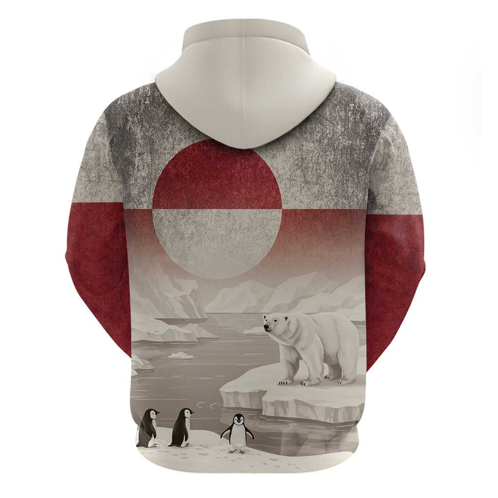 Greenland Flag Vintage Hoodie Greenlander Flag With Polar Bear LT9