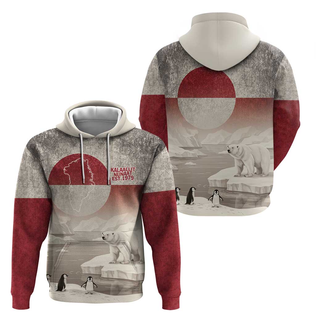 Greenland Flag Vintage Hoodie Greenlander Flag With Polar Bear LT9