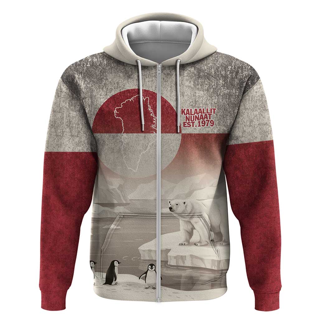 Greenland Flag Vintage Hoodie Greenlander Flag With Polar Bear LT9