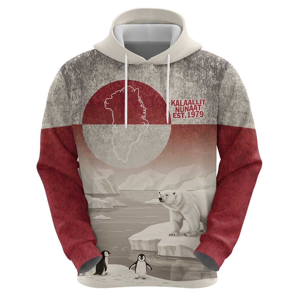 Greenland Flag Vintage Hoodie Greenlander Flag With Polar Bear LT9