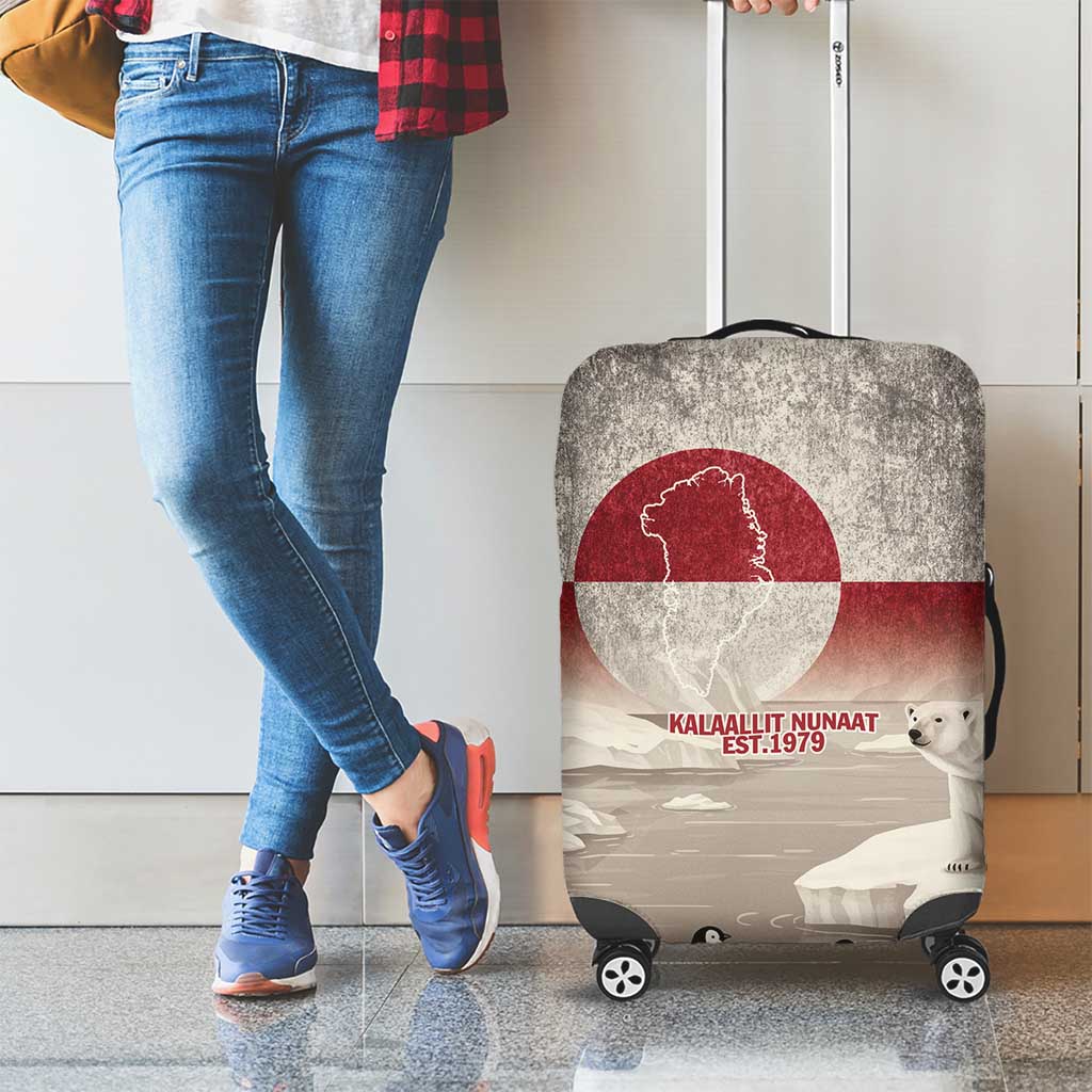 Greenland Flag Vintage Luggage Cover Greenlander Flag With Polar Bear LT9