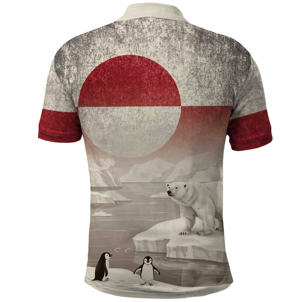 Greenland Flag Vintage Polo Shirt Greenlander Flag With Polar Bear LT9