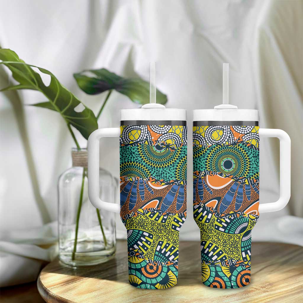 Africa Tribal Mixed Pattern Tumbler With Handle LT9