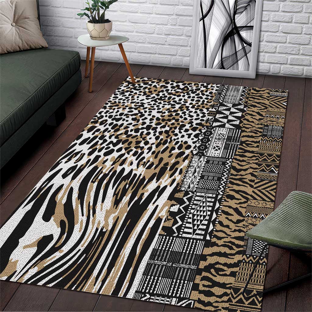 Africa Tribal Pattern Mixed Leopard Skin Area Rug LT9