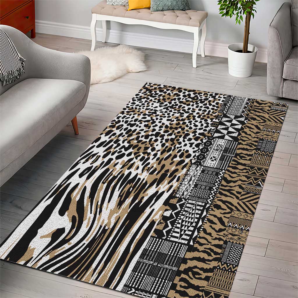 Africa Tribal Pattern Mixed Leopard Skin Area Rug LT9