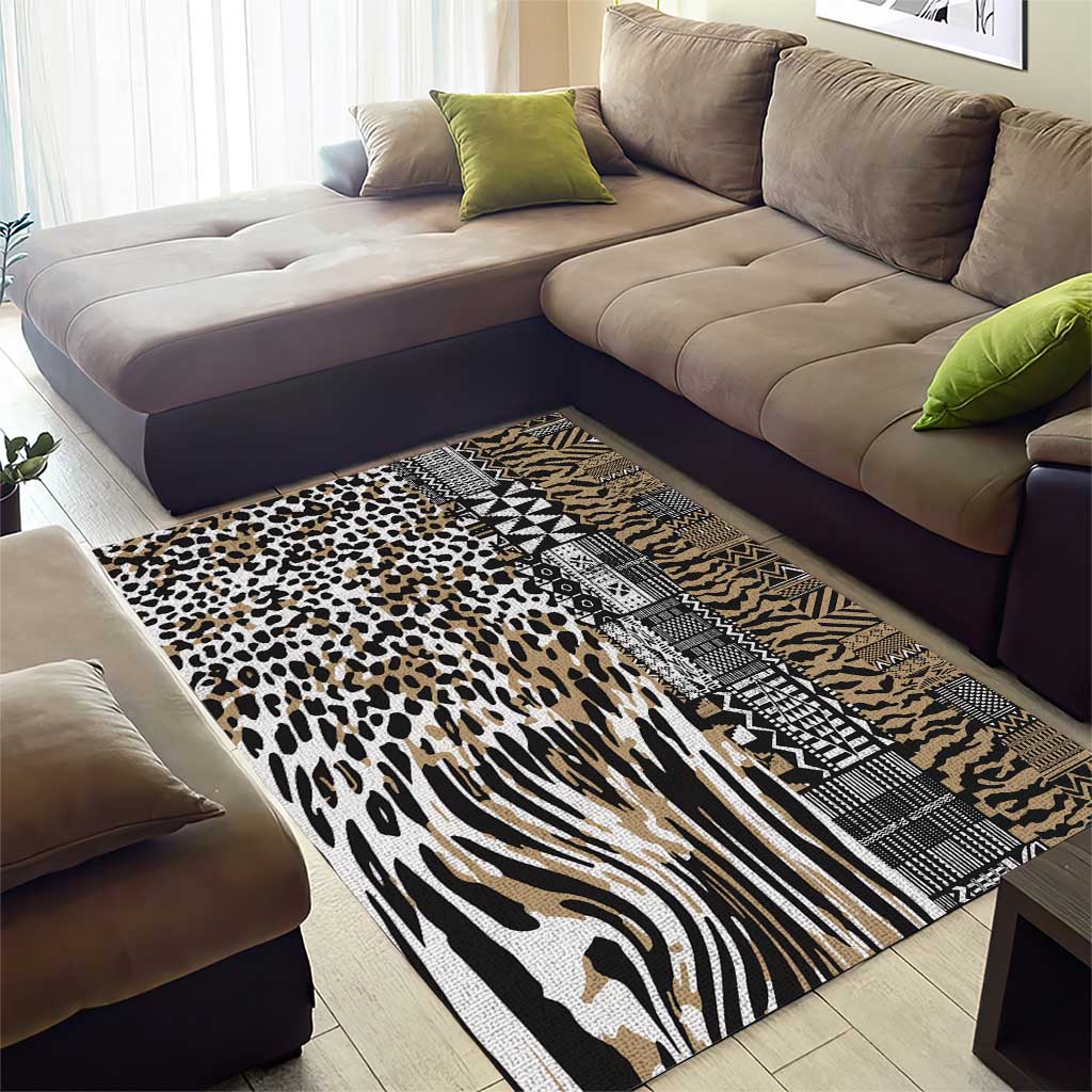 Africa Tribal Pattern Mixed Leopard Skin Area Rug LT9