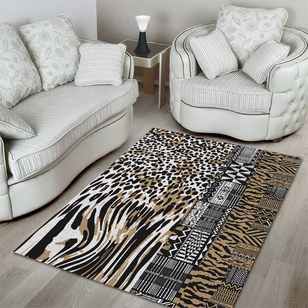 Africa Tribal Pattern Mixed Leopard Skin Area Rug LT9