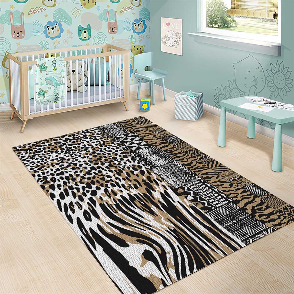 Africa Tribal Pattern Mixed Leopard Skin Area Rug LT9