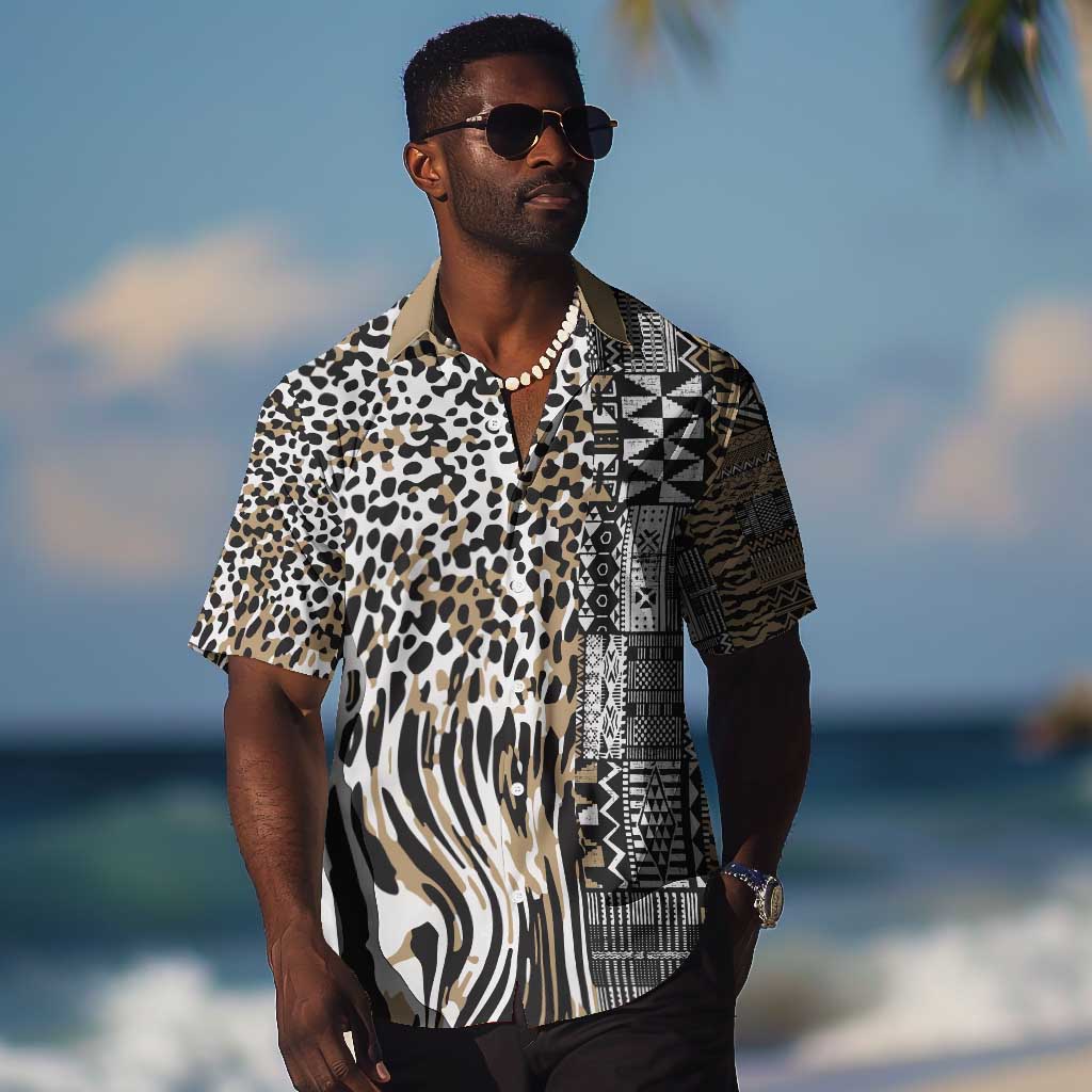Africa Tribal Pattern Mixed Leopard Skin Hawaiian Shirt LT9