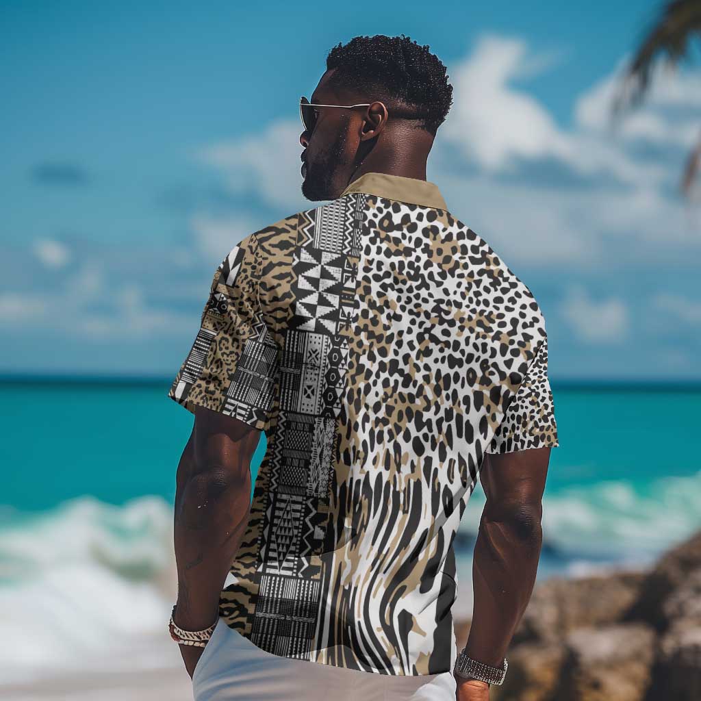 Africa Tribal Pattern Mixed Leopard Skin Hawaiian Shirt LT9